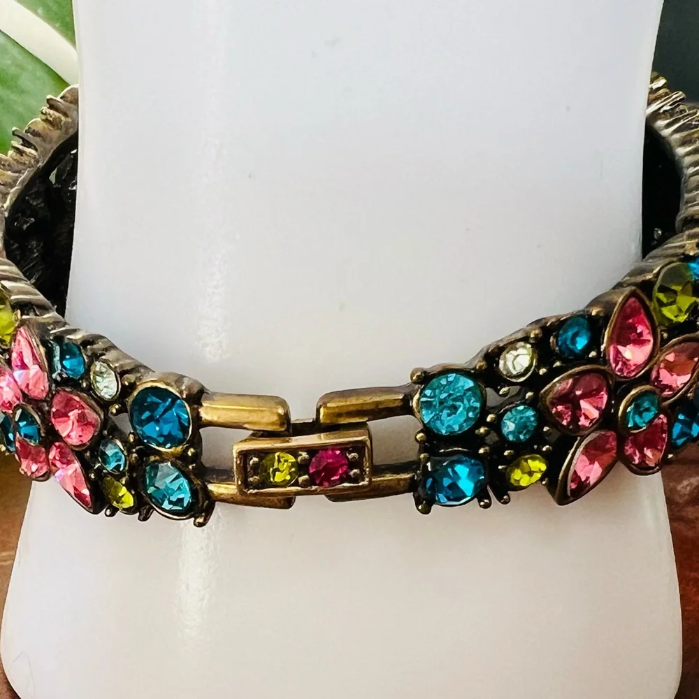 Heidi Daus “Fantasy in Florals” Crystal bracelet,bright multi colors Size SMALL - Picture 5 of 10